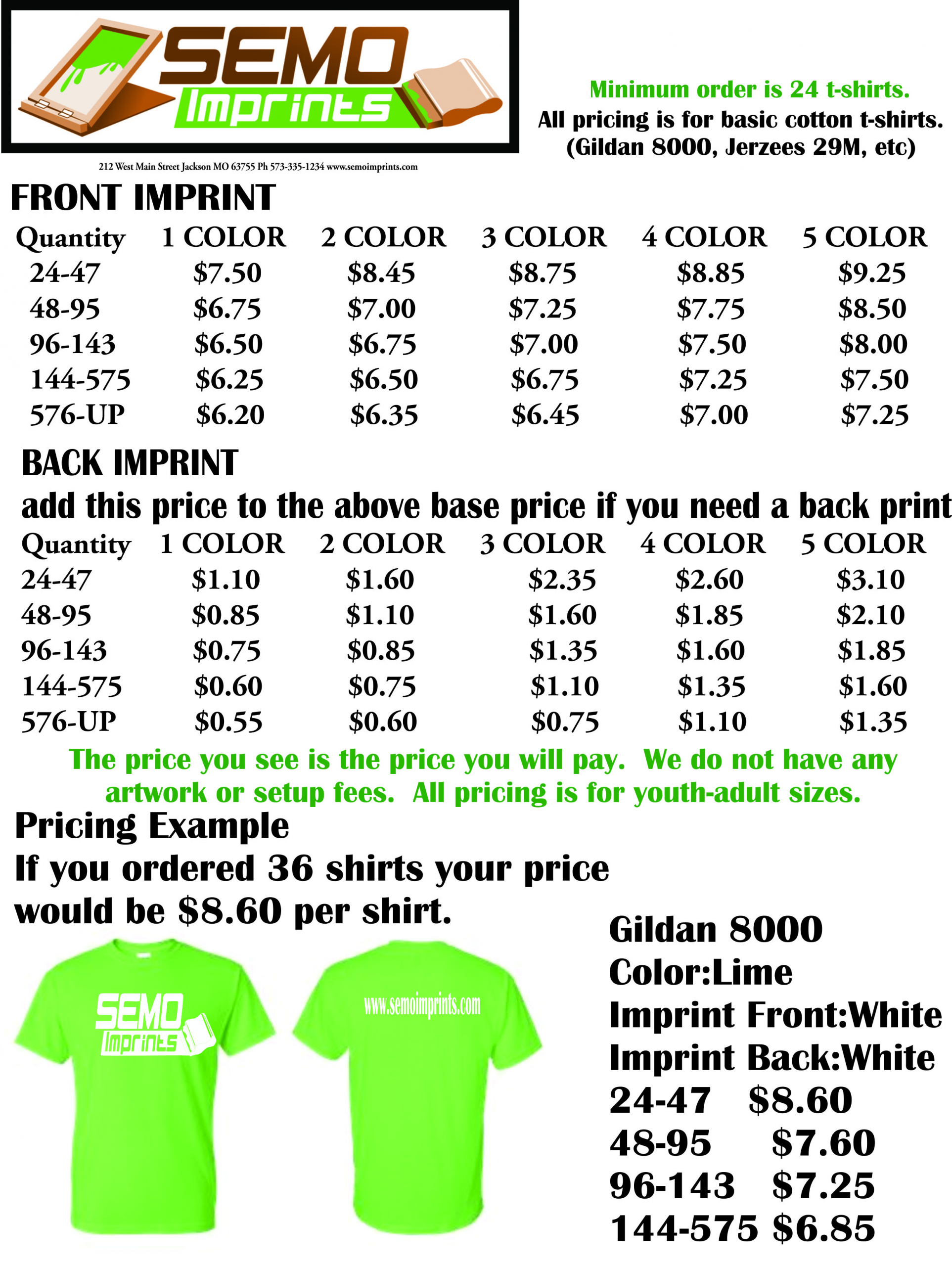 Bourgeon komme Blandet Instant T-Shirt Pricing - SEMO Imprints